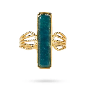 Bague Réglable Acier Inoxydable Doré Apatite Naturelle