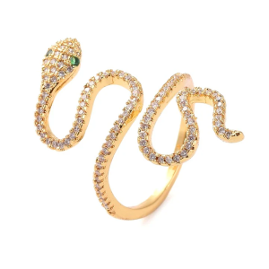 Bague Serpent Femme Réglable – Zircons CZ
