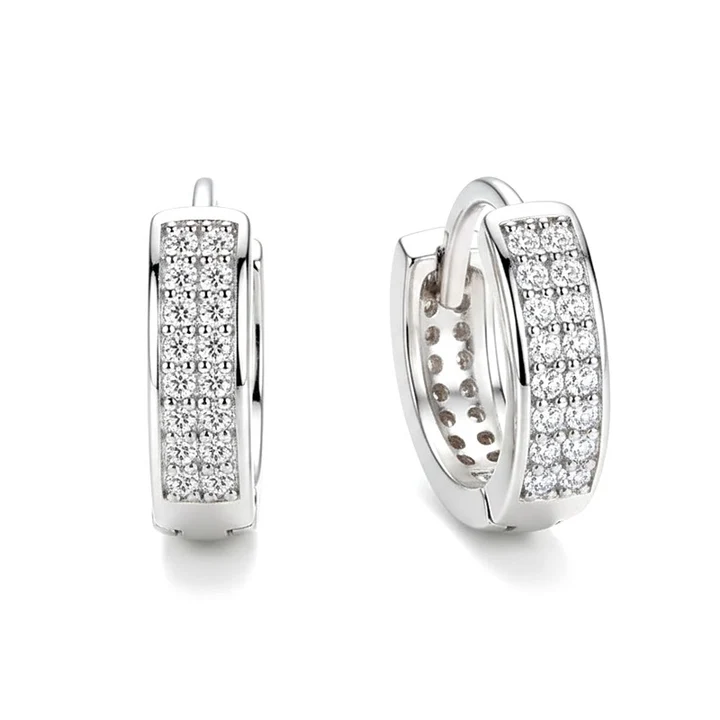 Boucles d’Oreilles Créoles Argent 925 Zirconiums Boucles d’Oreilles Créoles Argent 925 Zirconiums