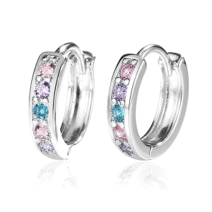 Boucles d’Oreilles Créoles Zirconiums Multicolores