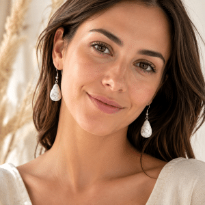 Boucles d’Oreilles Goutte Pierre Naturelle Howlite