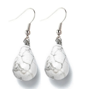 Boucles d’Oreilles Goutte Pierre Naturelle Howlite