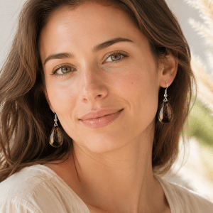 Boucles d’Oreilles Goutte Pierre Naturelle Oeil de Tigre