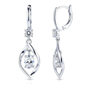 Boucles d’Oreilles Tombantes Zirconiums Blancs