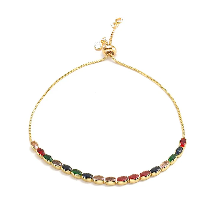 Bracelet Coulissant Femme Zirconiums Multicolores Bracelet Coulissant Femme Zirconiums Multicolores