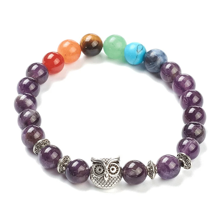 Bracelet Femme 7 Chakras Hibou – Pierres Naturelles Bracelet Femme 7 Chakras Hibou – Pierres Naturelles