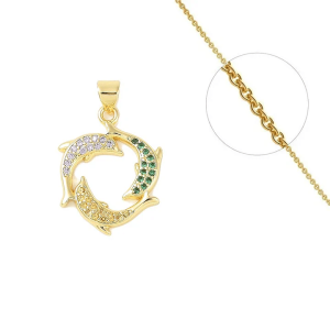 Collier Femme Pendentif Dauphins