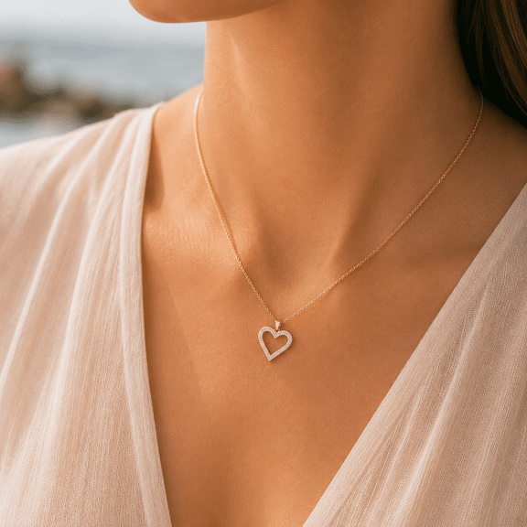Collier Pendentif Coeur en Zirconiums Sertis
