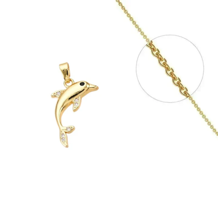 Collier Pendentif Dauphin Zirconiums Sertis