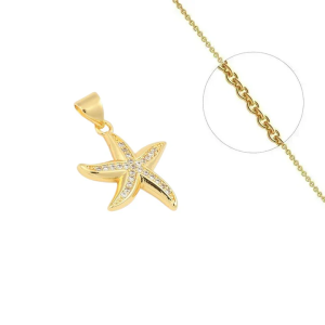 Collier Pendentif Étoile de Mer Zirconiums Sertis