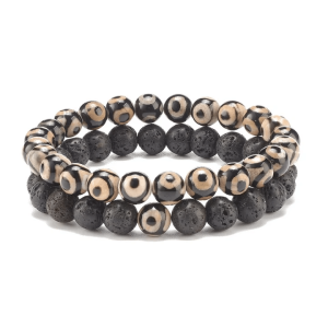 Ensemble de Bracelets Homme & Femme – Pierres Naturelles Lave & Agate