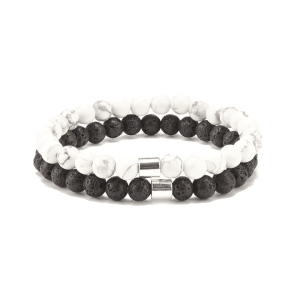Ensemble de Bracelets Homme & Femme – Pierres Naturelles Lave & Howlite