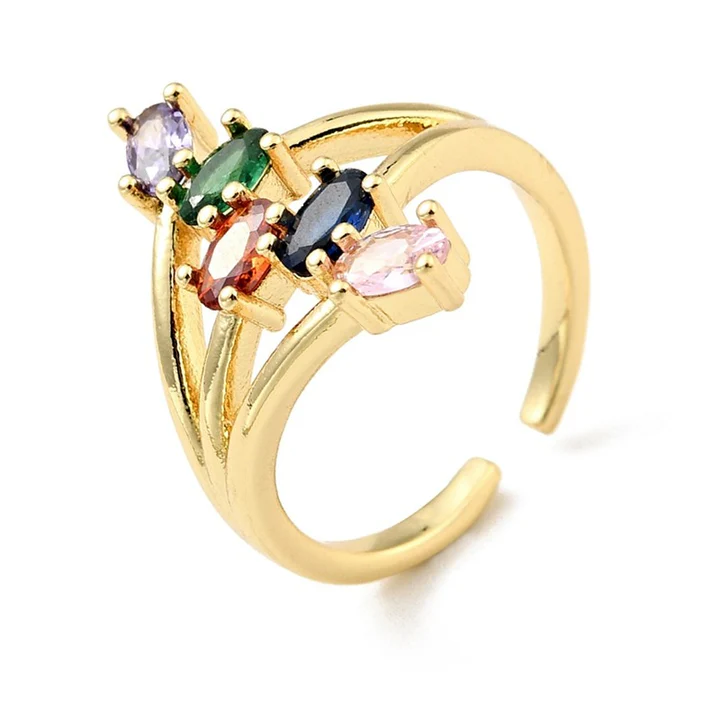 Bague Réglable Sertie de Zirconiums Colorés