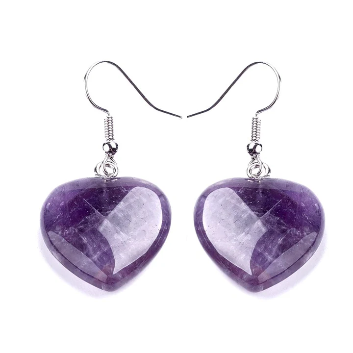 Boucles d’Oreilles Coeur Améthyste Naturelle Boucles d’Oreilles Coeur Améthyste Naturelle