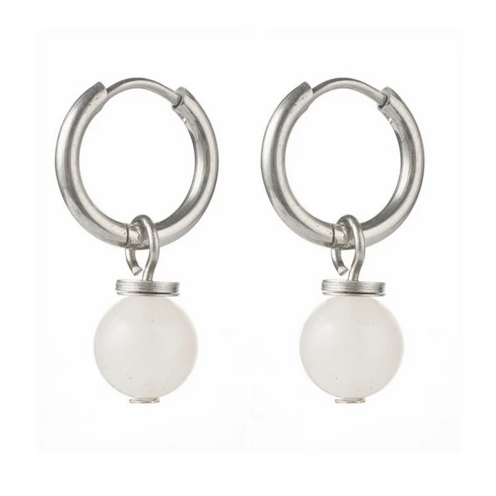 Boucles d’Oreilles Créoles En Jade Naturel Boucles d’Oreilles Créoles En Jade Naturel