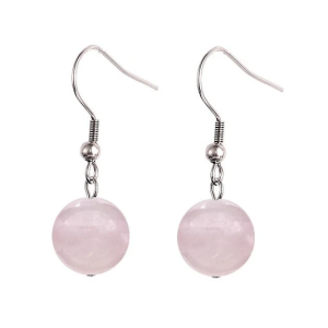 Boucles d’Oreilles En Quartz Rose Naturel