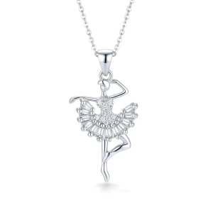 Collier Pendentif Danseuse Serti de Zirconiums