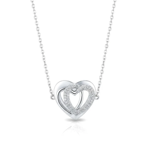 Collier Pendentif Double Coeur Entrelacé