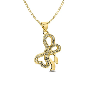 Collier Pendentif Noeud Serti de Zirconiums