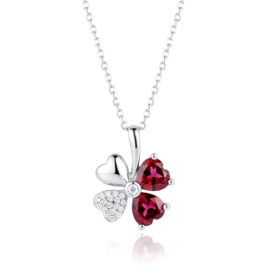 Collier Pendentif Trèfle Rose Serti de Zirconiums