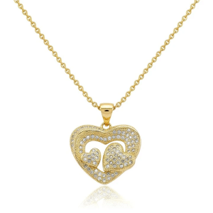 Collier Pendentif Trois Coeurs sertis de zirconiums