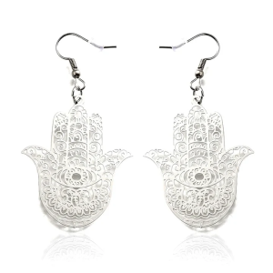 Boucles d’oreilles Main de Fatma acier argenté
