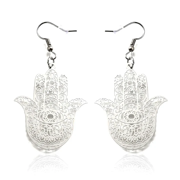 Boucles d’oreilles Main de Fatma acier argenté