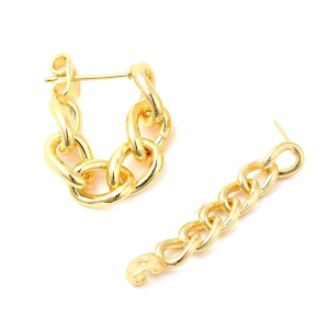 Boucles d’oreilles chaîne gourmette dorées à l’or fin