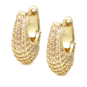 Boucles d’Oreilles Créoles Ovales Serties de Zirconiums