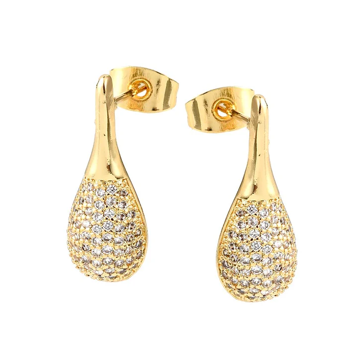 Boucles d’oreilles gouttes serties de zirconiums
