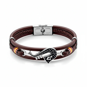 Bracelet Homme en Cuir Tressé Motif Trombone