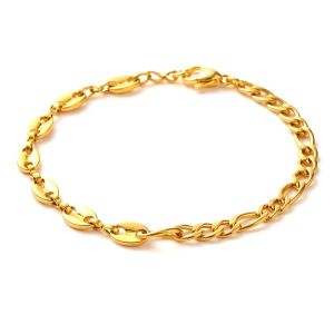 Bracelet chaîne gourmette et grain de café