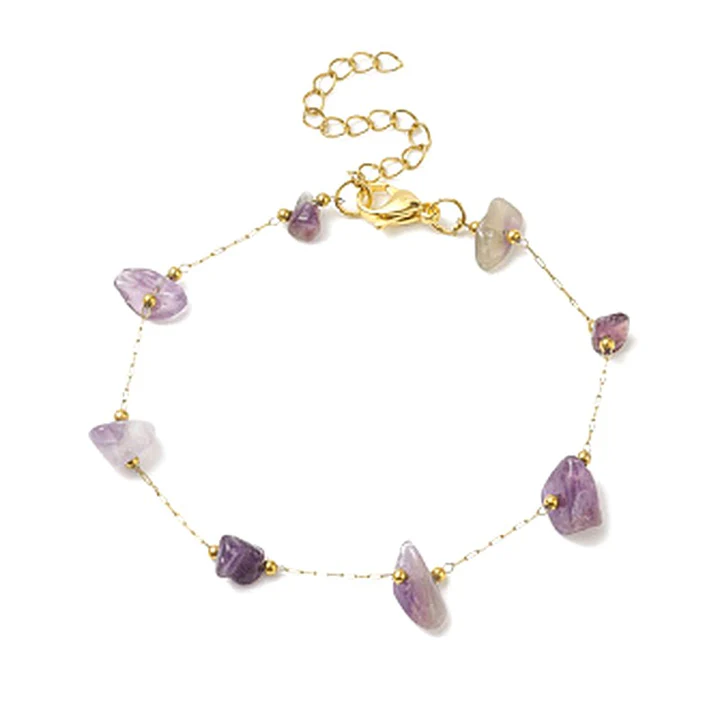 Bracelet en acier inoxydable avec pierres naturelles d’améthyste