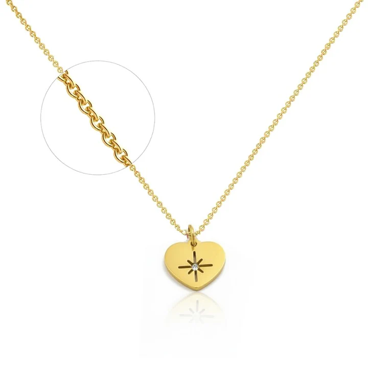 Collier pendentif cœur étoile avec zirconium