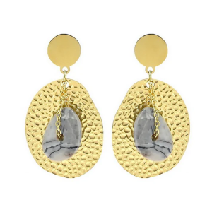 Boucles d’Oreilles Acier Inoxydable 316L Jaspe Naturel