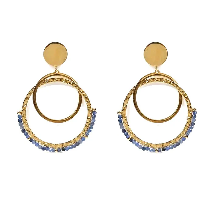 Boucles d’Oreilles Acier Inoxydable & Cordiérite Naturelle