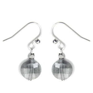 Boucles d’Oreilles Acier Inoxydable & Gemme Grise