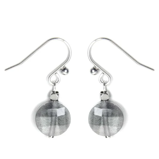 Boucles d’Oreilles Acier Inoxydable & Gemme Grise