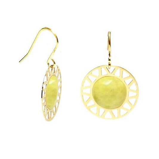Boucles d’Oreilles Acier Inoxydable & Pierre Moutarde