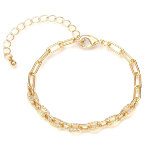 Bracelet Chaîne Trombone Serti de Zirconiums