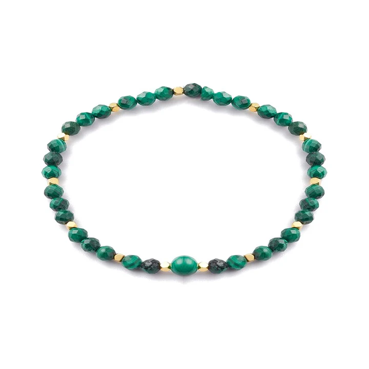 Bracelet Femme – Pierres Naturelles Malachite et Perles Dorées Bracelet Femme – Pierres Naturelles Malachite et Perles Dorées
