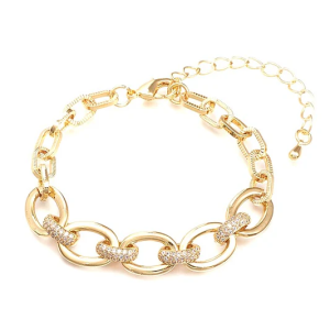 Bracelet Souple Gros Maillons Serti de Zirconiums