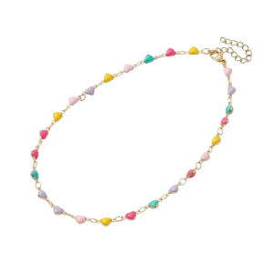 Bracelet de Cheville Acier Inoxydable Cœurs Émail Coloré