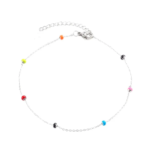 Bracelet de Cheville Acier Inoxydable et Perles Colorées