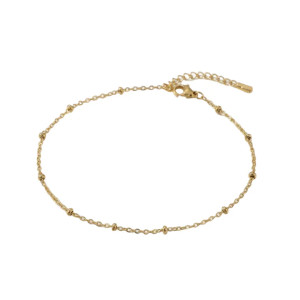 Bracelet de Cheville Femme Acier Inoxydable et Perles Dorées