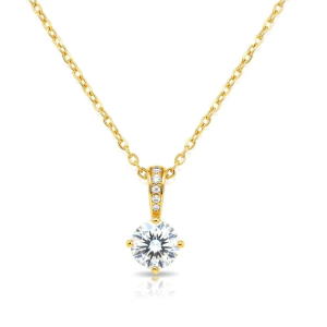 Collier Solitaire Oxyde Blanc & Zirconiums