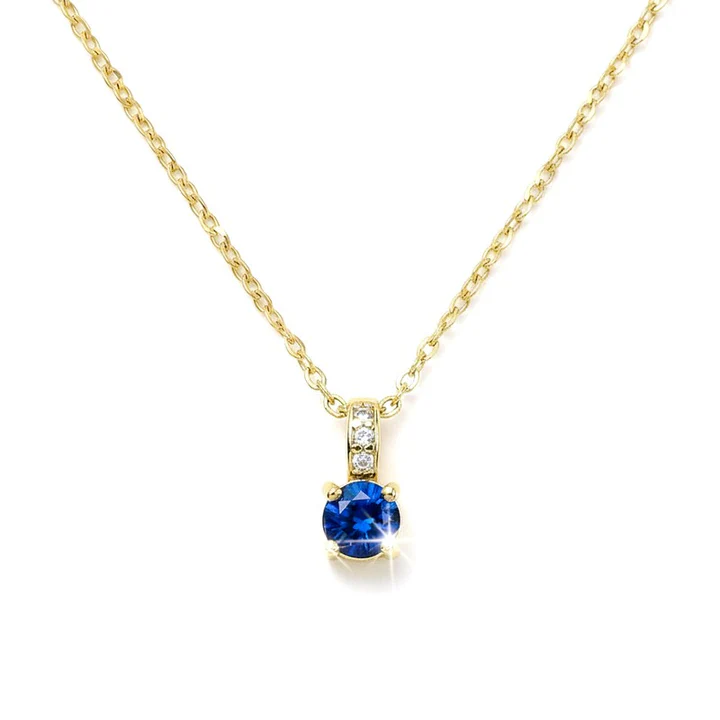 Collier Solitaire Oxyde Bleu & Zirconiums
