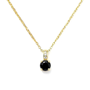 Collier Solitaire Oxyde Noir & Zirconiums