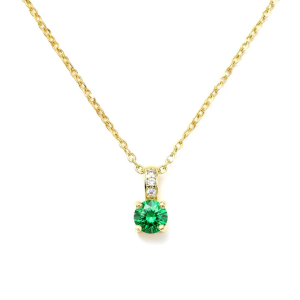 Collier Solitaire Oxyde Vert & Zirconiums