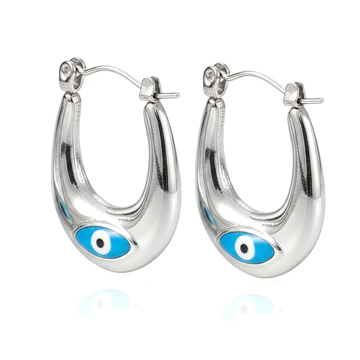 Créoles Oeil Oriental – Acier Argenté